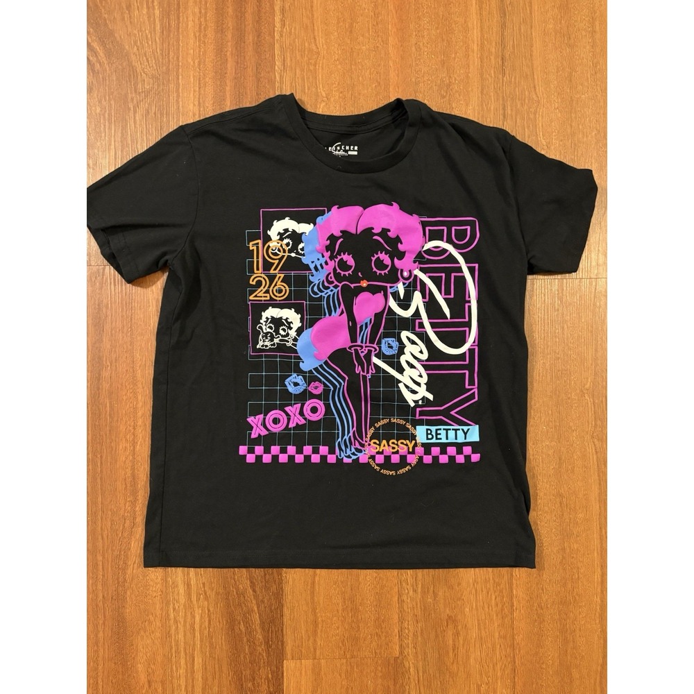 Betty Boop Graphic T Shirt Womens M Black Neon Sassy 1926 Fleischer Studios